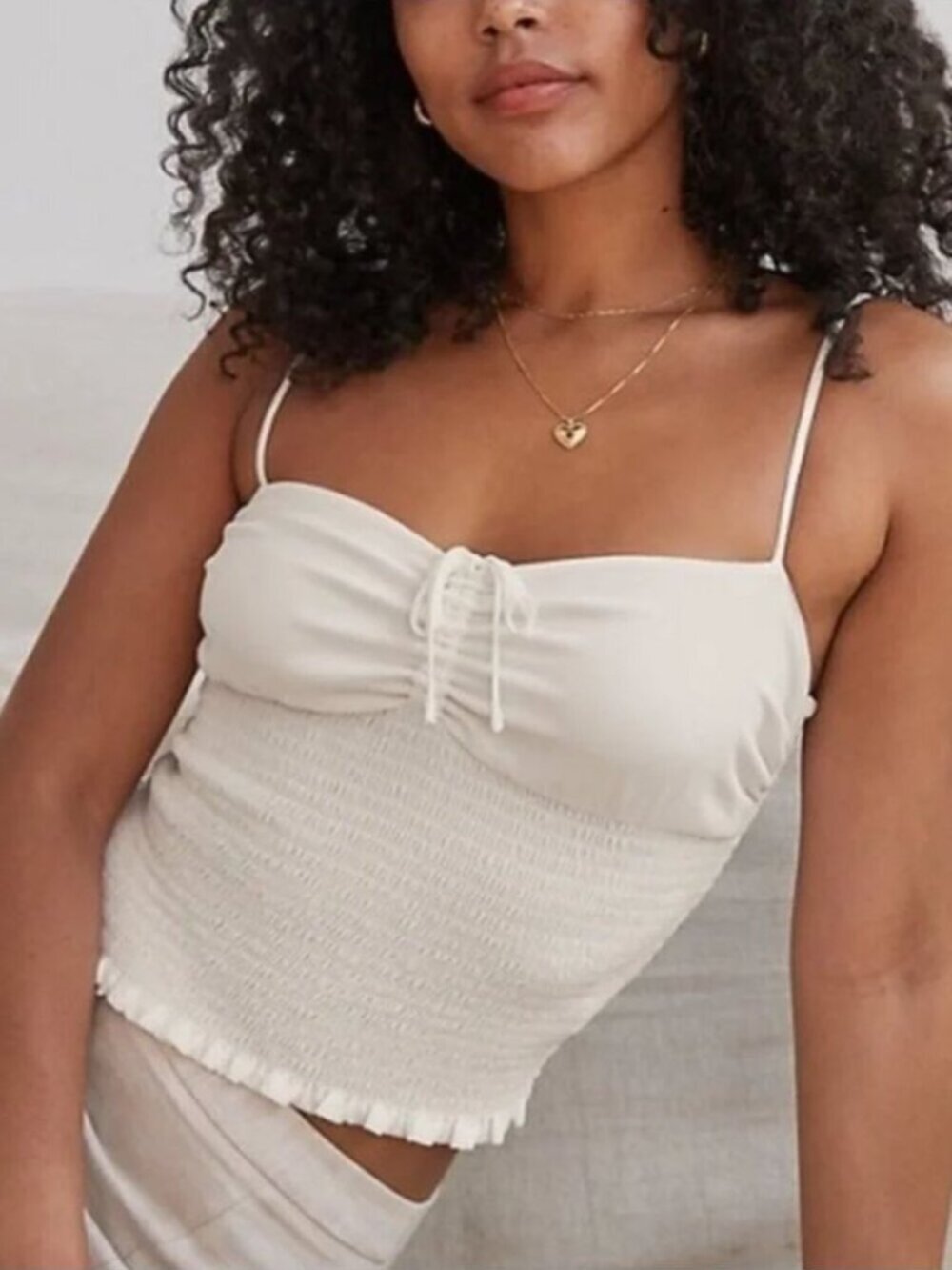 Aritzia Wilfred Ballet Camisole Tank Top Chiffon Light Birch White Size Medium